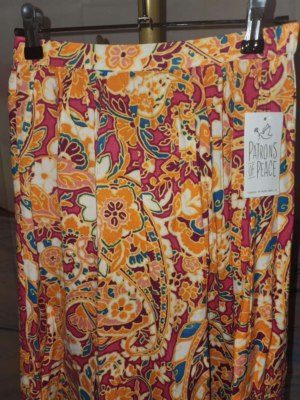 Patrons Of PEACE Boho Floral Paisley Maxi Skirt - Yellow & Pink - Picture 5 of 7